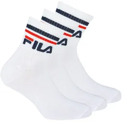 FILA Unisex Socken, 3 Paar Quarter - Kurzsocken, Sport, Logo-Bund, uni Weiß 43-46