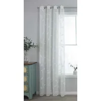 Gardinenbox Gardine, Ösen (1 St), transparent, Polyester, Leinenoptik Stickerei Blattmuster 2023495 140 cm x 175 cm