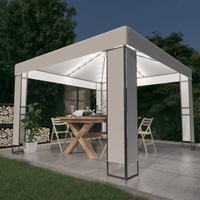 Prolenta Premium Pavillon mit Doppeldach & LED-Lichterkette 3x3 m Weiß