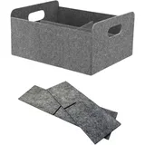 Bada Bing stabiler Filzkorb in grau mit Trennfach für Regal und Kleiderschrank - faltbarer Organizer mit Unterteilung - kleiner Faltkorb zur Aufbewahrung - Aufbewahrungsbox Filz Korb Box