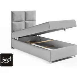4mybaby GmbH Best for Home Boxspringbett mit Bettkasten Trinity K2-SINGLE 90x200 Bonellfederkern – Silber | Silber