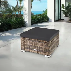 Tectake Rattan Sitzhocker 53 x 53 x 26 cm beige 1 St.