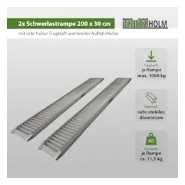 Baumarktplus TRUTZHOLM 2 x Profi Schwerlastrampe 200 cm Traglast 2000 kg Alu grau