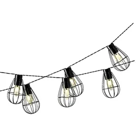 MARELIDA Lichterkette Metall 1,5m 8 Gitterlampen schwarz
