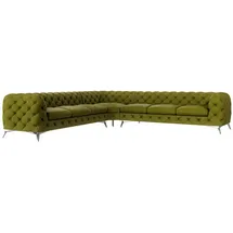 s-style möbel Eckcouch Samt 7-Sitzer Olive