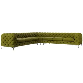 s-style möbel Eckcouch Samt 7-Sitzer Olive