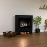 Glow Fire Harstad RW Ethanol Kamin, Standkamin, Bioethanolkamin, Ethanolofen | 2 KW Heizleistung | mind. 14 Tage Rückgaberecht - schwarz