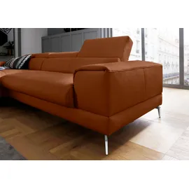 W.Schillig Ecksofa »piedroo, Designsofa mit tollem Sitzkomfort, bequem und elegant, L-Form«, Kopfteilverstellung, wahlweise mit Sitztiefenverstellung, Breite 303cm braun