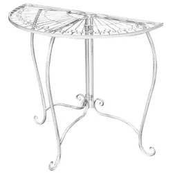 Lex Beistelltisch Metalltisch Garten Vintage Style halbrund klappbar antik-weiß : antik weiß