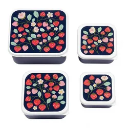 A little Lovely Company Lunchbox - Erdbeeren (4er Set)