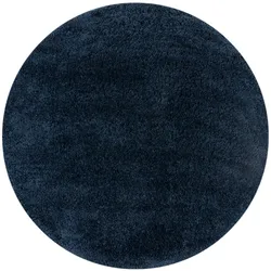 Strapazierfähiger & Kuscheliger Hochflor-Teppich `Lyne`. Farbe: Blau, 133x133 cm | Kadima Design