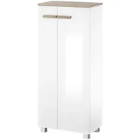 Furn.design Bad-Kommode, Weiß Hochglanz, Eiche, Nachbildung, 2 Fächer, eckig,