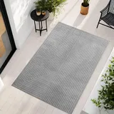 Teppium Teppich Wohnzimmer, Schlafzimmer, Wintergarten, Kurzflor Grau, Hoch-Tief-Effekt, weich & waschbar, Outdoor geeignet, pflegeleicht, 160x230 cm