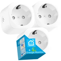 Echos Eco-4073 WLAN-Steckdosen Set 3er Pack mit Energiemonitor Tuya / Smart Life App Gesteuert