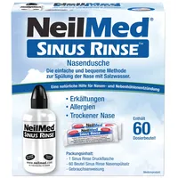 NeilMed Nasendusche + 60 Beutel Nasenspülsalz – Nasenspülung, Nasenreinigung, Sanfte Nasendusche gegen Allergien & Schnupfen