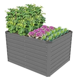 Hochbeet KONIFERA "Emmy", grau (hellgrau), B:100cm H:60cm T:80cm, Stahl, Pflanzgefäße, mit Verstrebungen für mehr Stabilität