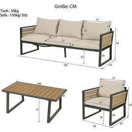 stilvora Gartenlounge Set 4-tlg. Beige