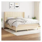 vidaXL Boxspringbett mit Matratze Creme 180x200 cm Stoff