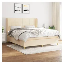 vidaXL Boxspringbett mit Matratze Creme 180x200 cm Stoff