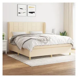 vidaXL Boxspringbett mit Matratze Creme 180x200 cm Stoff