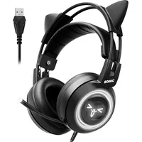 Somic GS510 Gaming-Headset (Virtueller 7.1 Surround Sound für ein eindringliches Audioerlebnis. , 7.1 Surround Sound Gaming-Headset mit LED-Licht, schwarz) schwarz