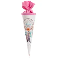 Goldbuch 93 205 Geschwistertüte Traumfänger, Schultüte mit Traumfängermotiv, Lackkarton, Geschenkverpackung, rosaner Filzverschluss (ohne Verschlussband), Zuckertüte rund, Länge 35 cm, Ø 11,5 cm