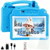 oyajia Kinder Tablet mit Hülle, Android 15 Octa Core 64GB Expand 1TB HD IPS Tablet (10.1", 64 GB, Quad Core, 2.4G+5G, WiFi 6 BT 5.0, Google Kids Space, Gemini AI, mit Stylus Tasche Sticker) blau