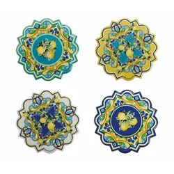 Set 4 Untersetzer Küche Citrus Brandani 52780 10cm Hellblau aus Keramik Dekoration