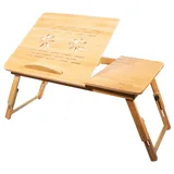 Home Collective Laptoptisch Bambus Laptoptisch, Notebooktisch klappbar, höhenverstellbar, L, Multifunktional, Betttisch für Lesen oder Frühstück, Zeichentisch beige 67 cm x 51 cm x 35 cm