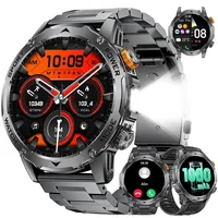 FITFLEX Smartwatch Herren, 1000mAh Akku/1.75'' HD Großes Display, Militar Smart Watch mit Bluetooth Anrufe/130+ Sportmodi/IP68 Wasserdicht Fitnessuhr mit Herzfrequenz, für Android iOS, Schwarz