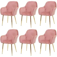 Mendler 6er-Set Esszimmerstuhl HWC-F18, Stuhl Küchenstuhl, Retro Design Samt