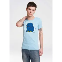 LOGOSHIRT T-Shirt "Sendung mit der Maus - Elefant", Herren, Gr. L, blau (hellblau), 100% Baumwolle, unifarben, normal, Rundhals, Shirts T-Shirt, mit coolem Print