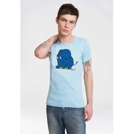 LOGOSHIRT T-Shirt "Sendung mit der Maus - Elefant", Herren, Gr. L, blau (hellblau), 100% Baumwolle, unifarben, normal, Rundhals, Shirts T-Shirt, mit coolem Print