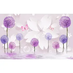 Fototapete PAPERMOON "Muster mit Blumen und Wasser", bunt, B:3,50m L:2,60m, Vlies, Tapeten