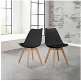 loft24 Esszimmerstuhl Amalie (Set, 2 St), Schalenstuhl mit Sitzkissen, Stuhl, modern schwarz