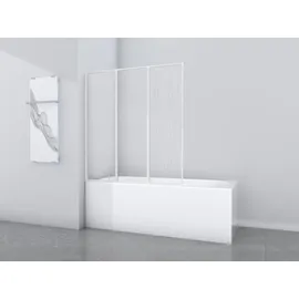 Marwell Badewannenfaltwand 120 x 130 cm – Schwenkbare Duschwand für Badewanne | Marwell Moon, Kunststoff, weißer Rahmen