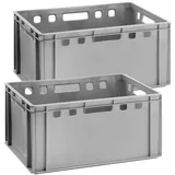 Buri 2 Stück E3 Fleischkiste grau Eurobox lebensmittelecht Lagerkisten Kisten 60x40x30 Stapelbar, Germany