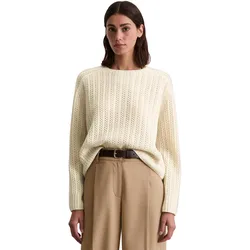Rundhalspullover MARC O'POLO "aus Schurwolle-Mix", Damen, Gr. L, natural stone, Obermaterial: 89% Schurwolle, 11% Polyvinylalkohol, unifarben, casual, Rundhals, Langarm, Pullover