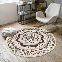 Greenf Teppiche Mandala Runde Teppiche, Teppich Boho Style Marokko Teppich mit Quasten,Böhmische Handwebteppich Retro Runder Baumwollteppich (A,90cm)