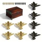 WJUAN 8 Stück Antike Möbelfüße aus Zinklegierung mit Dekorativen Eckschutz für Geschenkboxen, Schmuckschatullen & Möbel (Gold & Bronze)