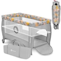 Lionelo Stefi Plus 2-in-1 Reisebett und Laufstall bis 15 kg Babybett Kinderreisebett mit Matratze Seitlicher Eingang mit Reißverschluss Hochwertige Schaumstoffmatratze