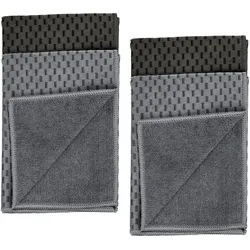 Geschirrtuch WENKO "Modell Miko", schwarz (schwarz, grau), B:40cm L:60cm, Polyester, Polyamid, Geschirrtücher, Mikrofaser, zum Abtrocknen & Polieren, saugstark & schnell trocknend