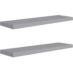 vidaXL Schwebende Wandregale 2 Stk. Grau 90x23,5x3,8cm MDF