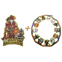 Halloween Deko 2er Set (Papier Girlande + Aufhängebild) Motiv 2