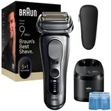 Braun Elektrorasierer Series 9 9667cc, Smart Care Center, integrierter Präzisionstrimmer, Pro-SensoAdapt, SmartCare Center, 5+1 ultradünne Präzisionsklingen silberfarben