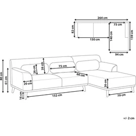 Beliani Ecksofa Cord Hellbeige linksseitig