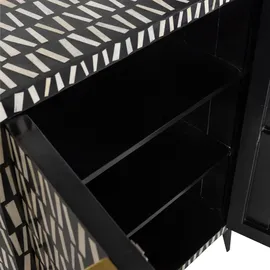Woood Highboard 81 x 108 x 43 cm Schwarz / Weiß