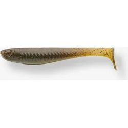 Gummifisch Yubari Fat Shad mit Lockstoff Green Pumpkin Black Flakes GRÜN|SCHWARZ 9 cm - 3.5