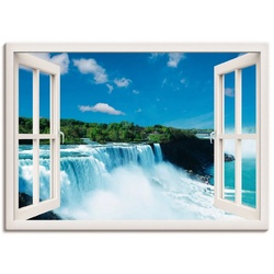 Artland Wandbild Fensterblick – Niagara, Fensterblick (1 St), als Leinwandbild, Wandaufkleber oder Poster in versch. Größen weiß 100 cm x 70 cm