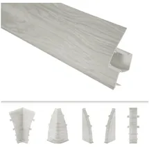 Lemal Sockelleiste, PVC Fußleisten 60x15mm mit Kabelkanal - (Verbinder) Fußleiste Scheuerleiste Laminat